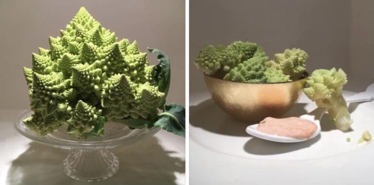 Broccolo romano con salsa yogurt e peperoncino