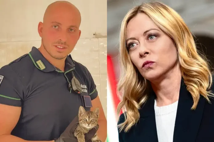 Imprezzabile agente di polizia inseguimento Meloni